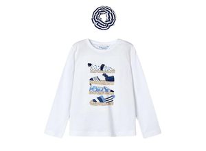 8445865192354 - - Langarmshirt SHOES mit Haargummi in weiß blau Gr104