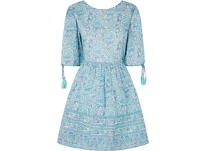 8445866598704 - Blusenkleid Raffung Quasten für Damen blau M