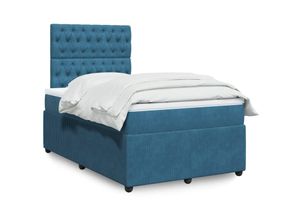 8447299769737 - Boxspringbett mit Matratze Blau 120x190 cm Samt