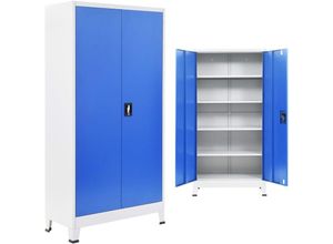 8447299788059 - Büroschrank Metall 90x40x180 cm Grau und Blau