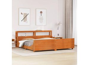 8447299796313 - Massivholzbett ohne Matratze Wachsbraun 180x200 Kiefernholz