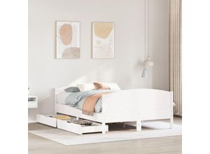 8447299831311 - Torana - Massivholzbett ohne Matratze Weiß 150x200 cm Kiefernholz