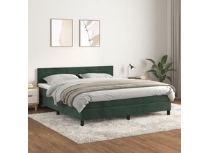 8447299834893 - Torana - Boxspringbett mit Matratze Dunkelgrün 160x200 cm Samt