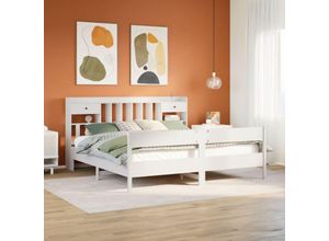 8447299846155 - Torana - Massivholzbett mit Regal ohne Matratze Weiß 180x200 cm Kiefer