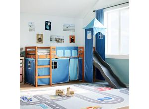 8447299860069 - Torana - Kinderhochbett mit Turm Blau 90x190 cm Massivholz Kiefer