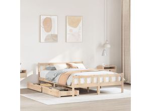 8447299861875 - Torana - Massivholzbett ohne Matratze 160x200 cm Kiefernholz