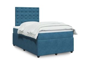 8447299863169 - Torana - Boxspringbett mit Matratze Blau 120x190 cm Samt