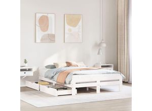 8447299869734 - Torana - Massivholzbett ohne Matratze Weiß 160x200 Kiefernholz