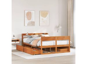 8447299906965 - Torana - Massivholzbett ohne Matratze Wachsbraun 140x190 cm Kiefernholz