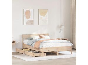 8447299909621 - Torana - Massivholzbett ohne Matratze 135x190 cm Kiefernholz