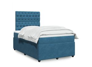 8447299910931 - Torana - Boxspringbett mit Matratze Blau 120x200 cm Samt