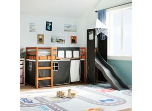 8447299915196 - Torana - Kinderhochbett mit Turm Weiß & Schwarz 90x190 cm Kiefernholz