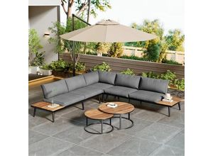 8451274642724 - OKWISH Gartenlounge-Set Balkonmöbel Sitzgruppe Lounge-Set  2x2er-Sofa 2xEinze