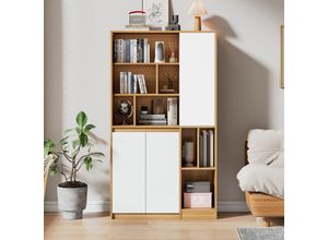 8451280159674 - Modernes Bücherregal mit 3 Türen und verstellbaren Regalen – 90 x 355 x 160 cm geräumiger Aufbewahrungsschrank für Zuhause und Büro Bücherregal in