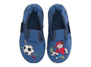 8580386145417 - - Schlupfhausschuhe FUSSBALLER in blau Gr24