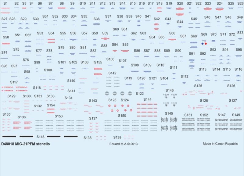8591437481125 - MiG-21PFM - Stencils [Eduard]