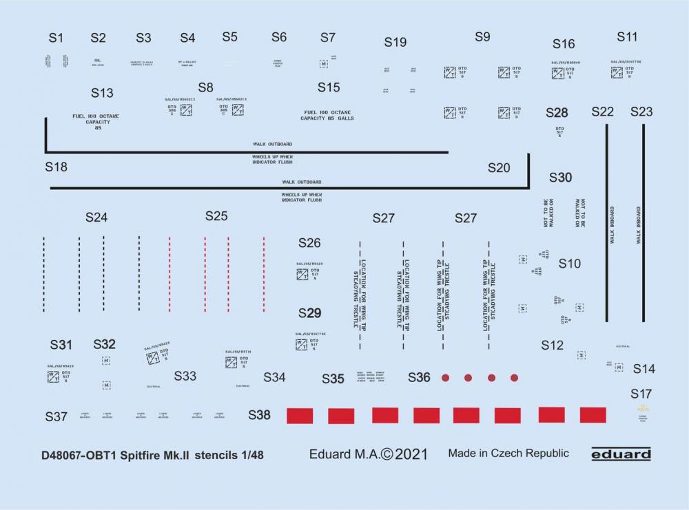 8591437555369 - D48067 - Spitfire MkII stencils for Eduard in 148
