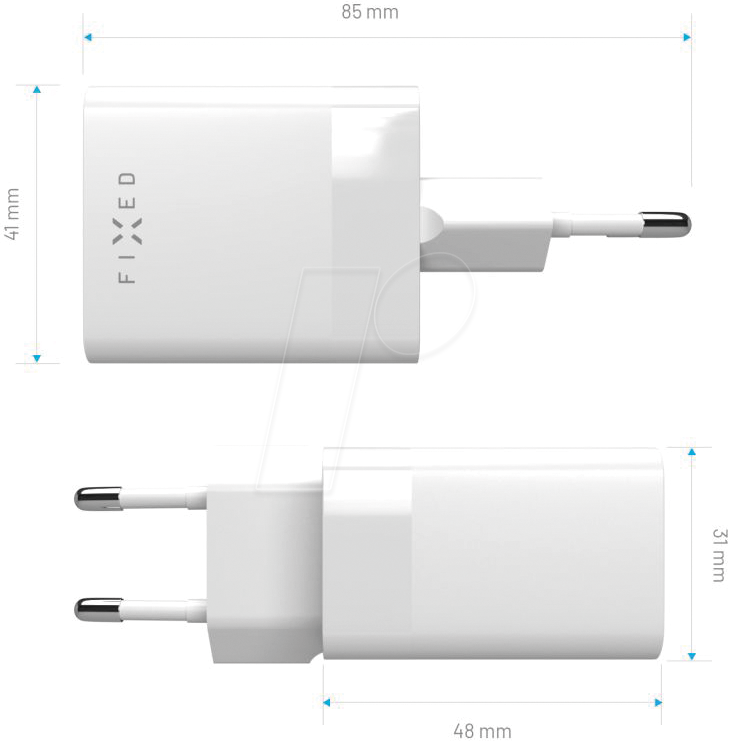 8591680149995 - FIXC45M-CU-WH - USB-Ladegerät 45W 5-20 V 3 A 1x USB-C 1x USB-A weiß