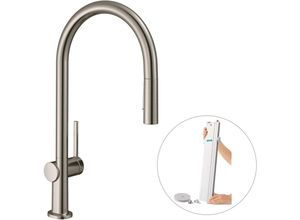 8592127172286 - Talis M54 Küchenarmatur 210 mit 2-Strahl-Ausziehbrause sBox Edelstahloptik (72801800) - Hansgrohe