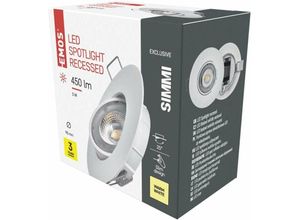 8592920054482 - Emos - led Einbauleuchte Exclusive Weiß 5W   230V   warmweiß 3000 k   450 Lumen   energiesparend ZD3121