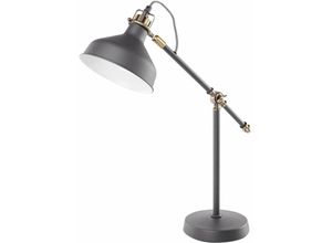 8592920088210 - Design Tischlampe harry E27-Fassung Metall Nachttischlampe mit Netzkabel graue Retro Leselampe mit verstellbarem Lampenarm Z7611 - Emos