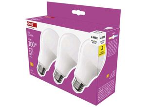 8592920126929 - LED Lampe A60 3er Pack 13W Ersatz für 100W klassische Birne mit E27 Sockel Helligkeit 1521lm Neutralweiß 4000K 30000h Lebensdauer  ZQ5E633