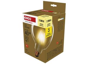 8592920133880 - Emos - led Lampe Vintage Edison G125 45W Ersatz für 40W Amber Glaskolben E27 Sockel Helligkeit 420lm Warmweiß 2200K 25000h Lebensdauer Z58032