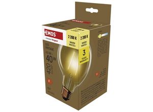 8592920133903 - Emos - led Lampe Vintage Edison G95 45W Ersatz für 40W Amber Glaskolben E27 Sockel Helligkeit 420lm Warmweiß 2200K 25000h Lebensdauer Z52032