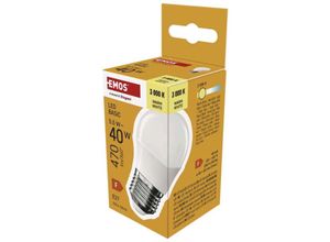 8592920134481 - Emos - led Lampe Mini Globe 55W Ersatz für 40W Glühbirne E27 Sockel Helligkeit 470 Lumen Warmweiß 3000 Kelvin 20000 St Lebensdauer ZL6F22