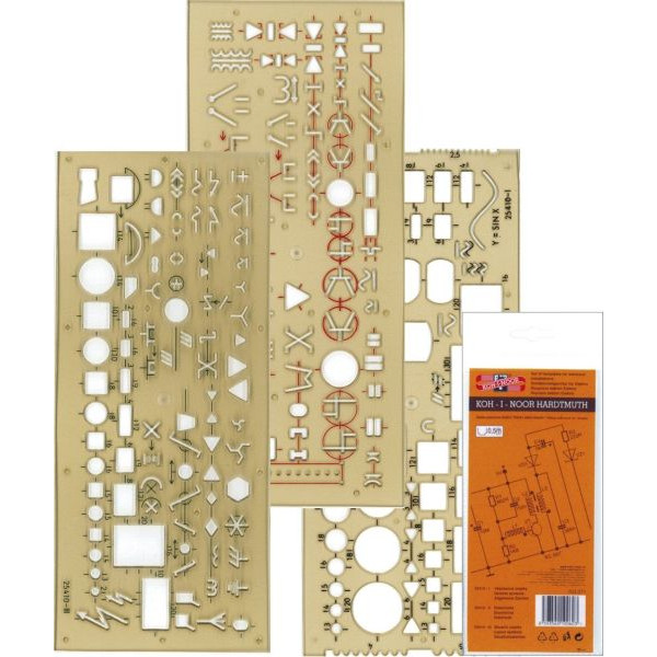 8593540100603 - Kunststoff-Schablonen-Set Elektro 703071 rauchgrau-transparent 8593540100603 703071 3 Stück