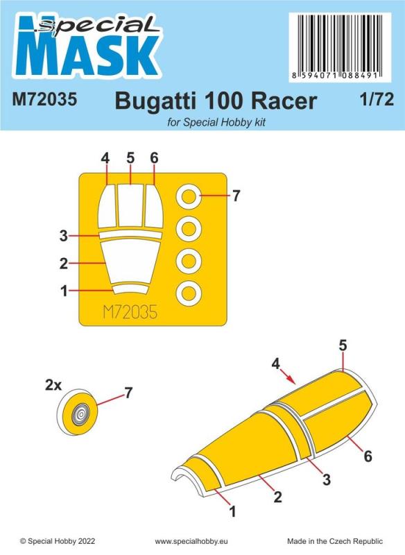 8594071088491 - Special Hobby 100-M72035 - 172 Bugatti 100 MASK 8594071088491 - Special Hobby 100-M72035 - 172 Bugatti 100 MASK