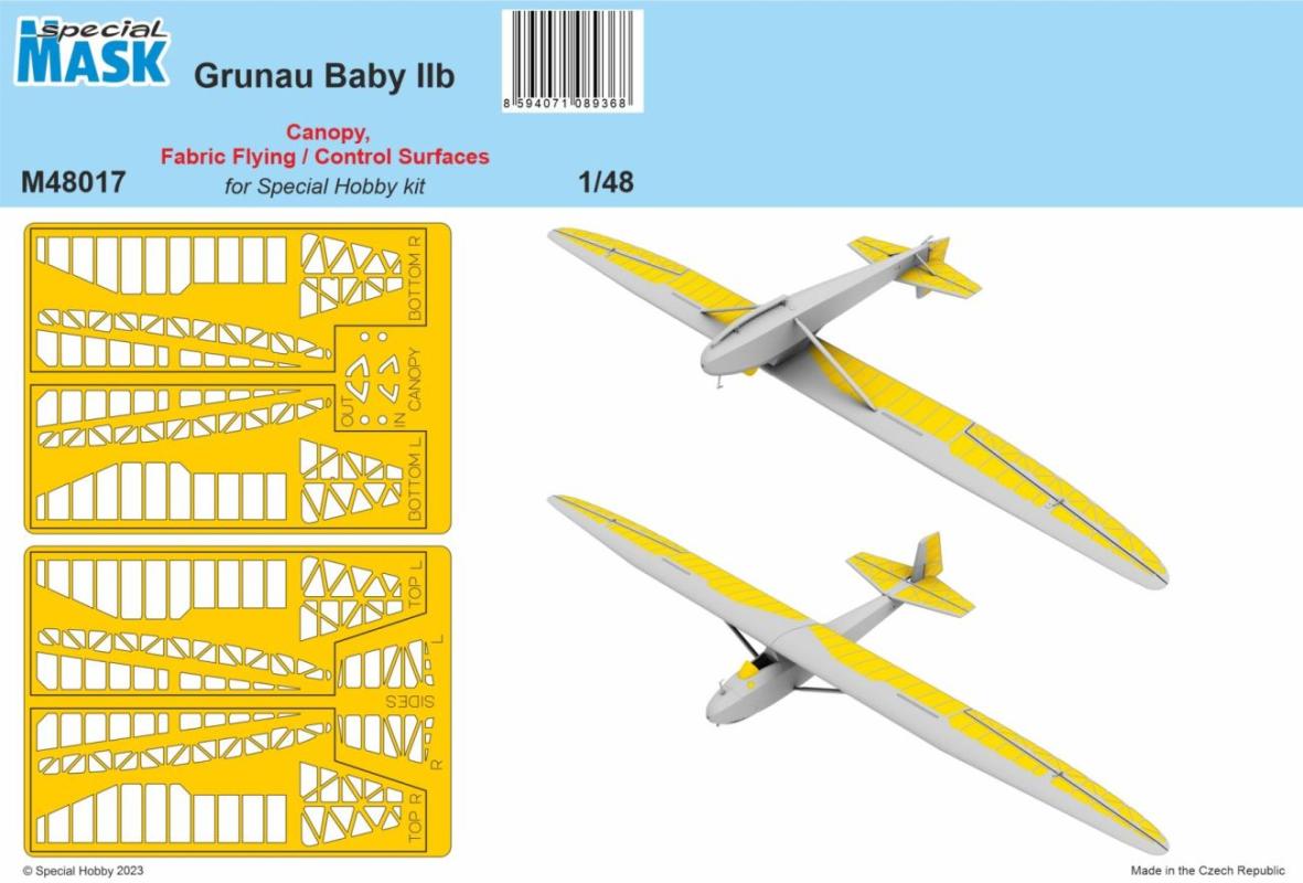 8594071089368 - Grunau Baby IIB Mask Canopy Fabric Flying   Control Surfaces