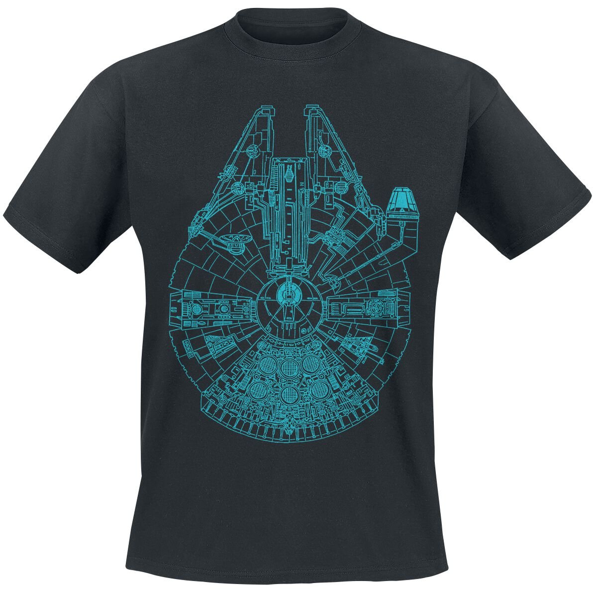 8594190151328 - Millenium Falcon Blueprint T-Shirt schwarz in M 8594190151328 - Millenium Falcon Blueprint T-Shirt schwarz in M