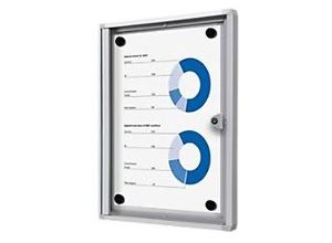 8595578316018 - SHOWDOWN Abschließbarer Schaukasten Magnetisch 271 (B) x 35 (H) cm Silber 1 x DIN A4