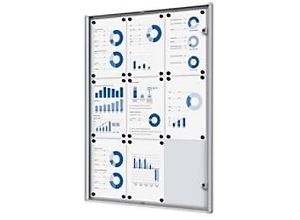 8595578316070 - SHOWDOWN Abschließbarer Schaukasten Magnetisch 711 (B) x 963 (H) cm Silber 9 x DIN A4