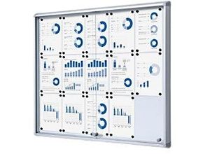 8595578316322 - SHOWDOWN Abschließbarer Schaukasten Magnetisch 116 (B) x 982 (H) cm Silber 15 x DIN A4