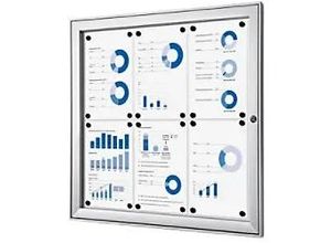 8595578316568 - SHOWDOWN Abschließbarer Schaukasten Magnetisch 741 (B) x 696 (H) cm Silber 6 x DIN A4