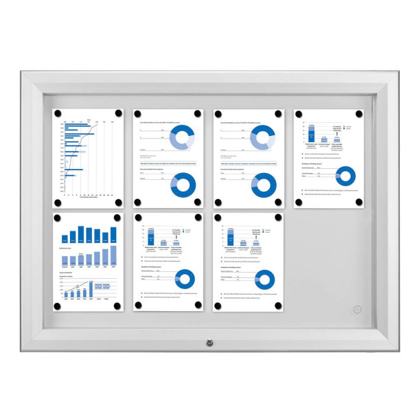 8595578316650 - Schaukasten T-Linie 8 x A4 Metallrückwand weiß silber magnetisch 8595578316650 Showdown Displays