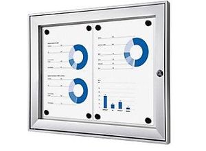 8595578346633 - SHOWDOWN Abschließbarer Schaukasten Magnetisch 521 (B) x 388 (H) cm Silber 2 x DIN A4