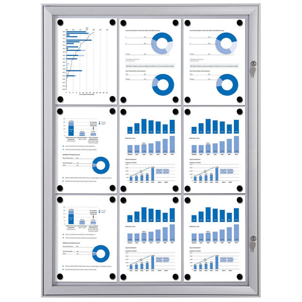 8595578356717 - Schaukasten S-Line 9 x A4 Metallrückwand weiß silber magnetisch 8595578356717 Showdown Displays