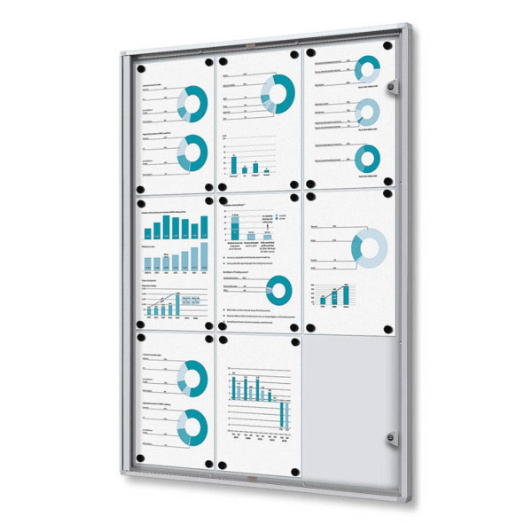 8595578357653 - SHOWDOWN Abschließbarer Schaukasten Magnetisch 711 (B) x 963 (H) cm Silber 9 x DIN A4