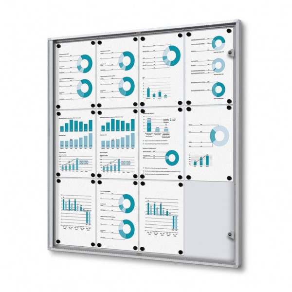 8595578357660 - SHOWDOWN Abschließbarer Schaukasten Magnetisch 931 (B) x 963 (H) cm Silber 12 x DIN A4