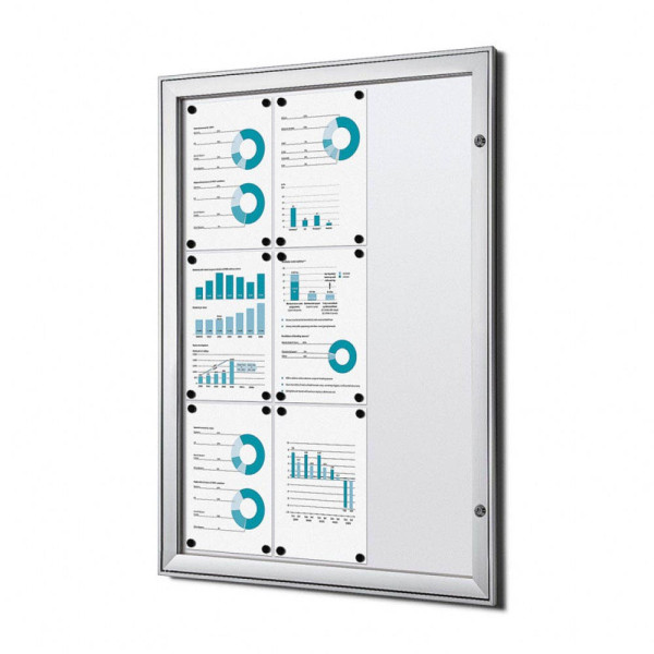 8595578357721 - SHOWDOWN Abschließbarer Schaukasten Magnetisch 741 (B) x 1004 (H) cm Silber 9 x DIN A4