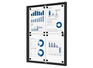 8595578384932 - SHOWDOWN Abschließbarer Schaukasten Magnetisch 491 (B) x 655 (H) cm Schwarz 4 x DIN A4