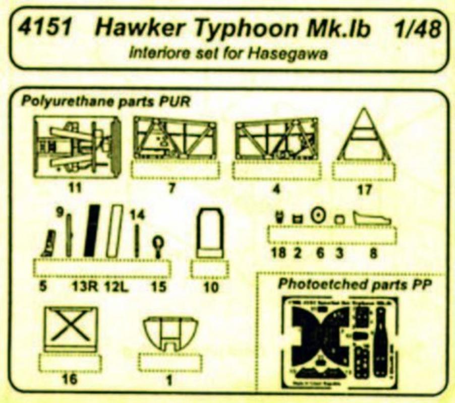 8595593104393 - Hawker Typhoon MkIb - Interior set [Hasegawa]