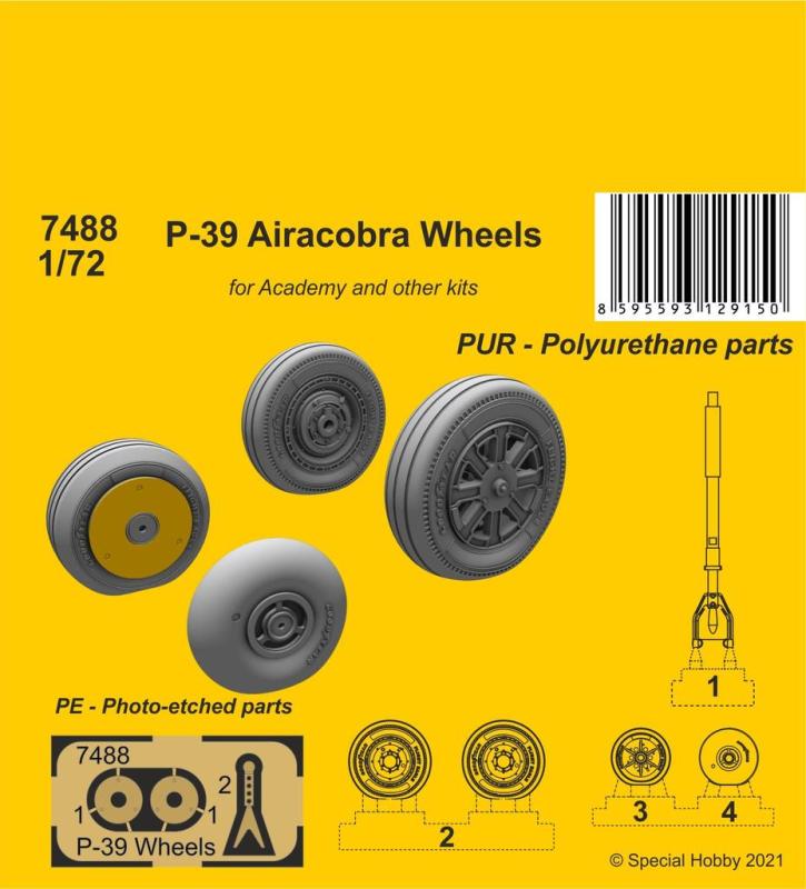 8595593129150 - CMK 129-7488 - 172 P-39 Airacobra Wheels and Front Leg 8595593129150 - CMK 129-7488 - 172 P-39 Airacobra Wheels and Front Leg