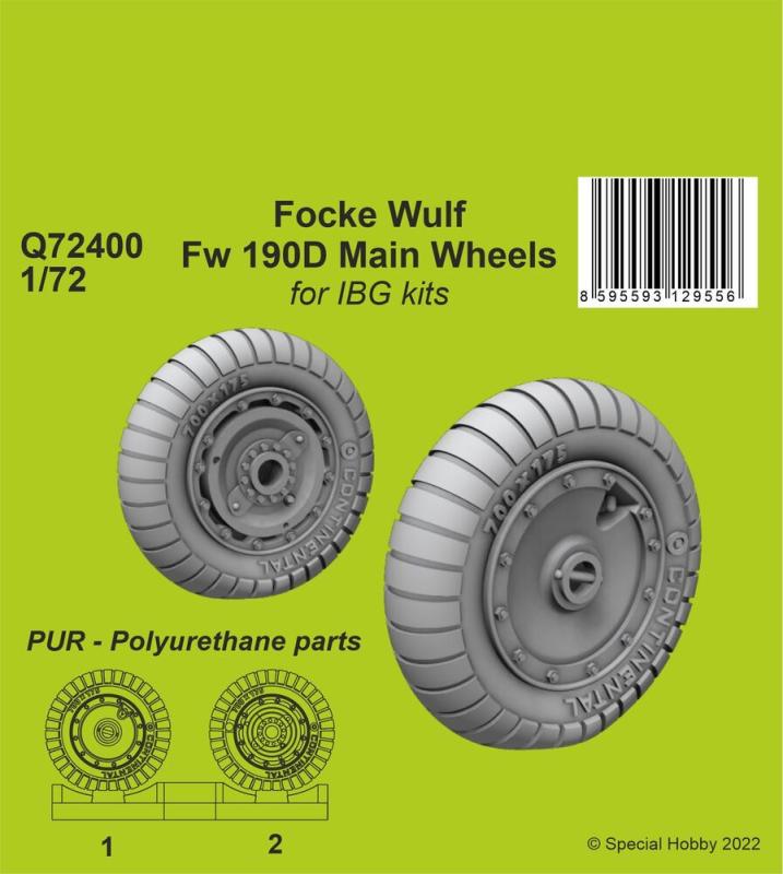 8595593129556 - CMK 129-Q72400 - 172 Focke Wulf Fw 190D-9 Main Wheels   for1 72 IBG kits