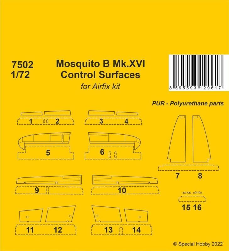 8595593129617 - CMK 129-7502 - 172 Mosquito B MkXVI Control Surfaces for 1 72 Airfix kit 8595593129617 - CMK 129-7502 - 172 Mosquito B MkXVI Control Surfaces for 1 72 Airfix kit