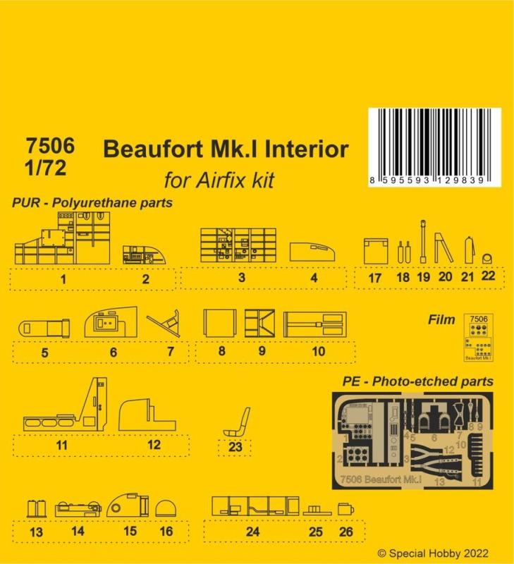 8595593129839 - CMK 7506 - 172 Beaufort MkI Interior for Airfix kit 8595593129839 - CMK 7506 - 172 Beaufort MkI Interior for Airfix kit