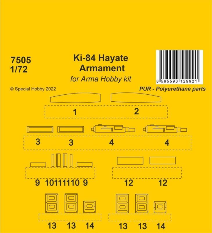 8595593129921 - CMK 7505 - 172 Ki-84 Hayate Armament   Arma Hobby kits